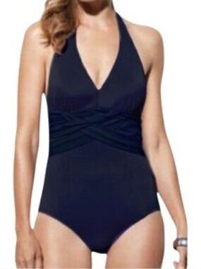 Spanx One Piece Halter Criss Cross Front Swimsuit size 18